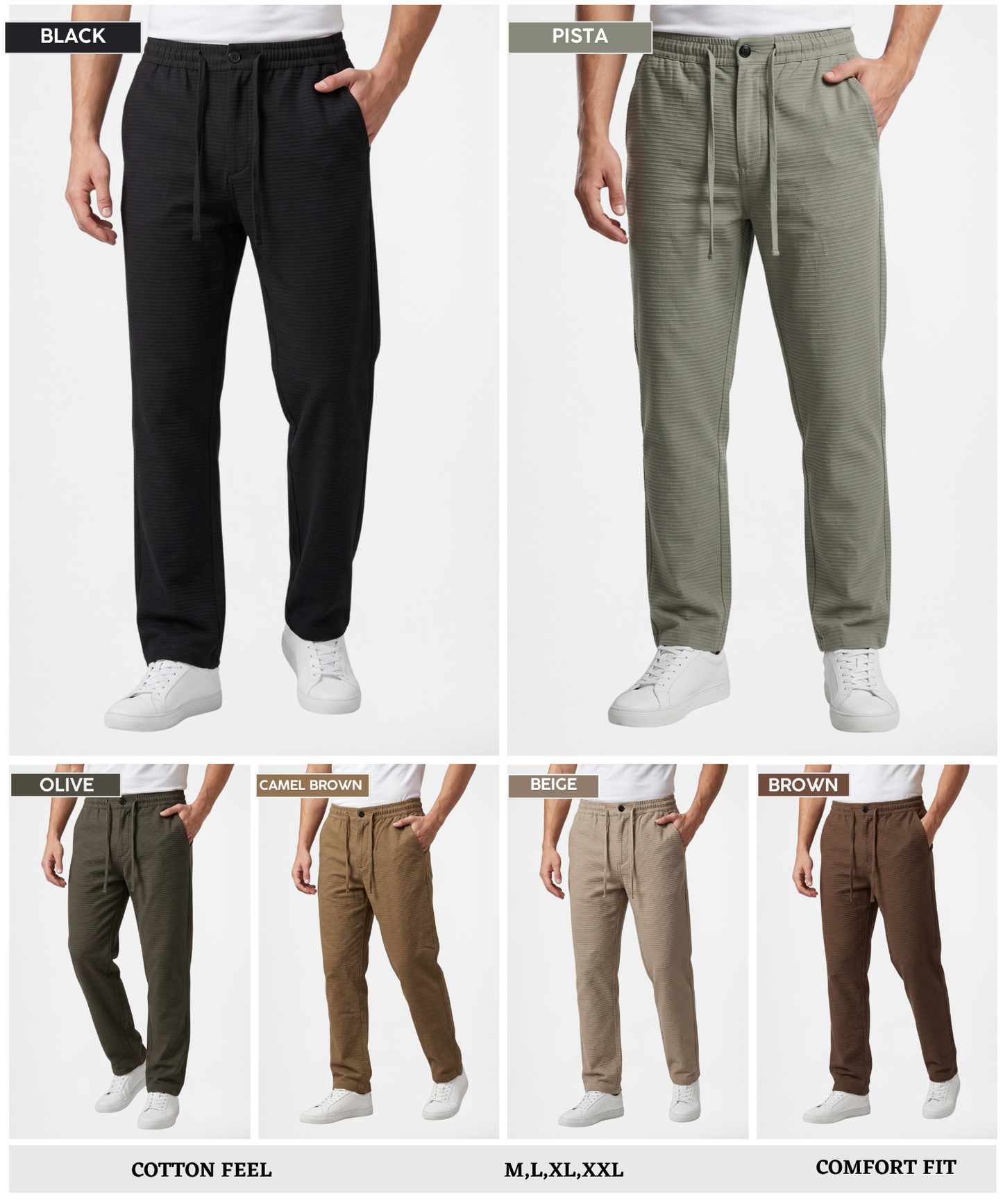 Men's Premium Cotton Feel Pant Style Trouser | 220 GSM Comfort Fit | Casual, Lounge & Everyday Wear
