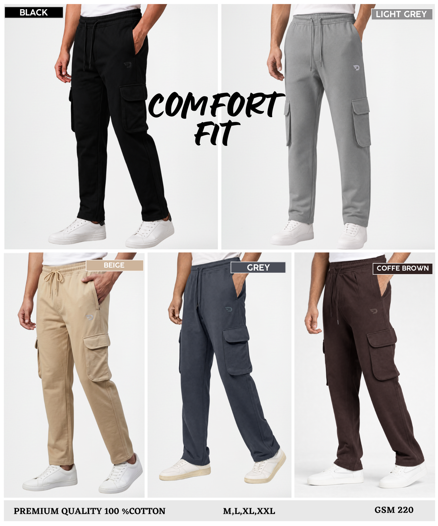 Men's Premium 100% Cotton Cargo Trackpants – Everyday Cargo Essential