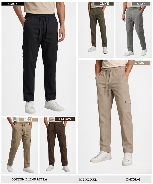 Men's Premium Cotton Blend Casual Cargo Trackpants – Modern Cargo Utility with Textured