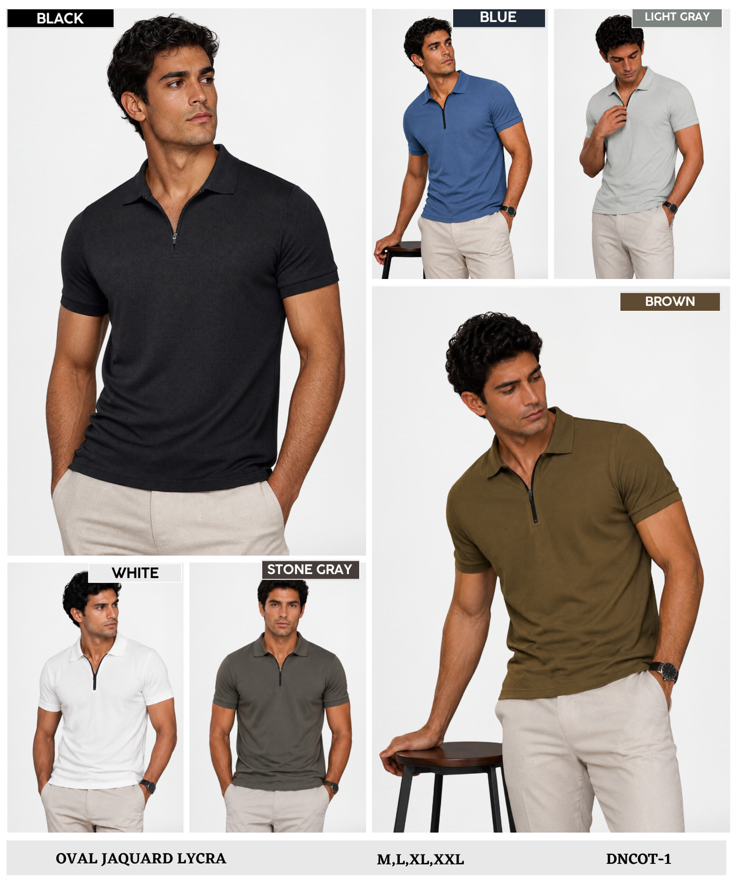 Men's Premium Textured Oval Jacquard Polo T-Shirt 200 gsm – Modern Knit Finish | DOD