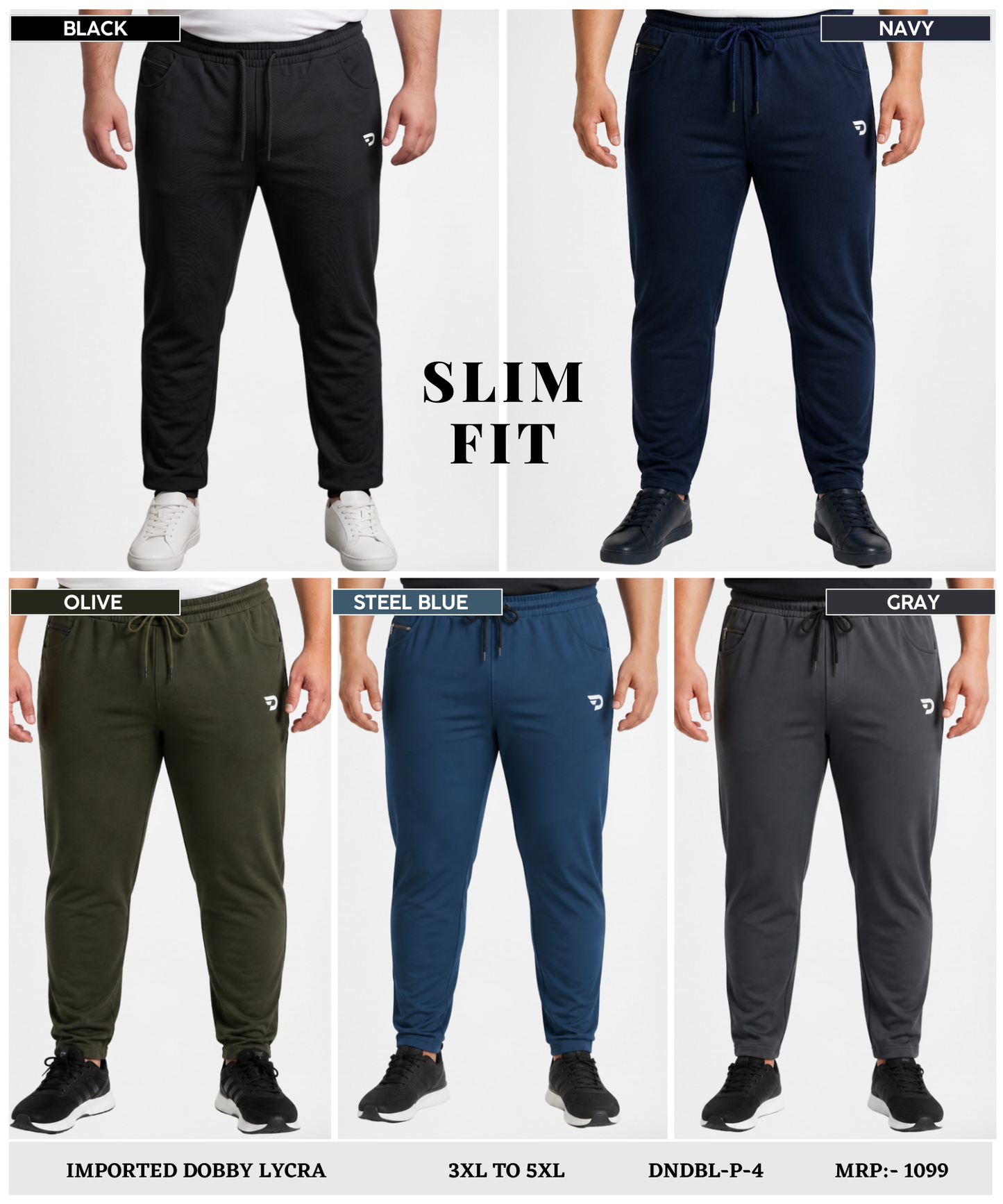 D-Pocket Plus Size Trackpant – Imported Dobby Lycra ( 280 GSM )