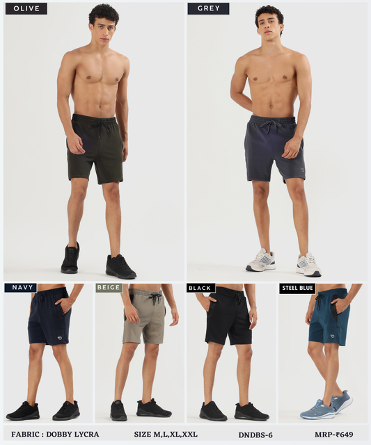 Active Bugdot Shorts- Imported Dobby Lycra  (GSM 260)