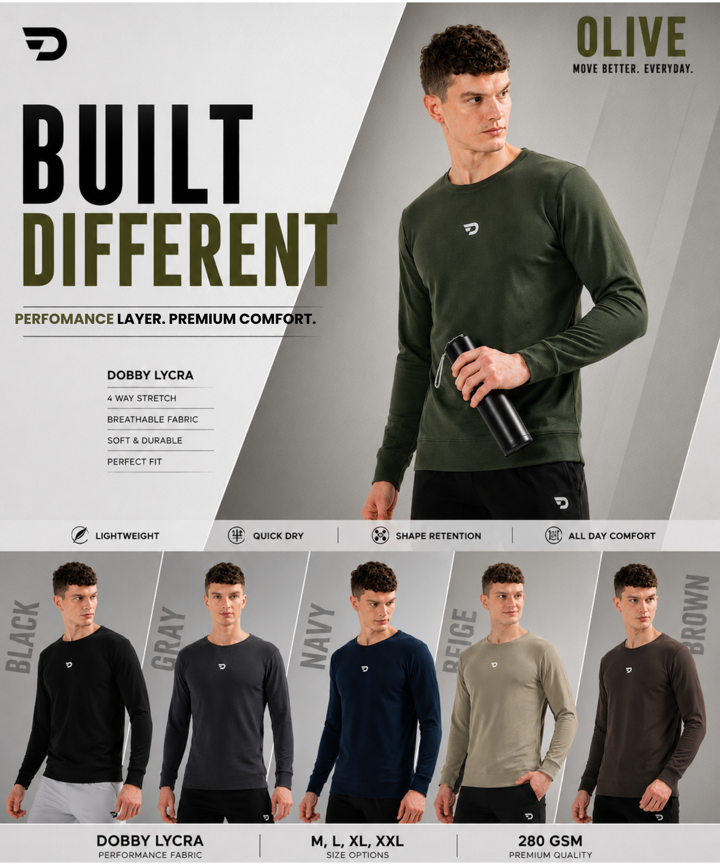 Move Light Sweatshirt - Imported Dobby Lycra  (GSM 280)