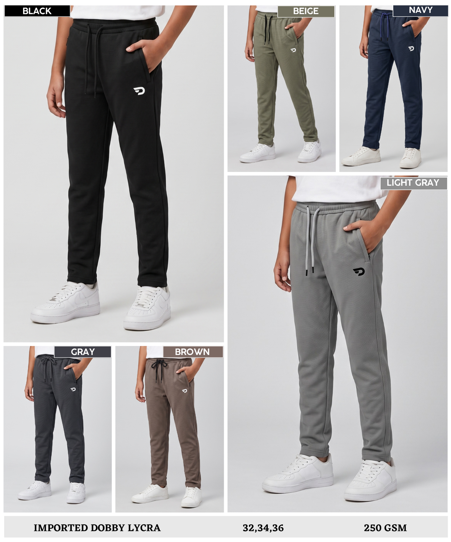 DobbyFlex Kids Trackpant - Imported Dobby Lycra  (GSM 250)