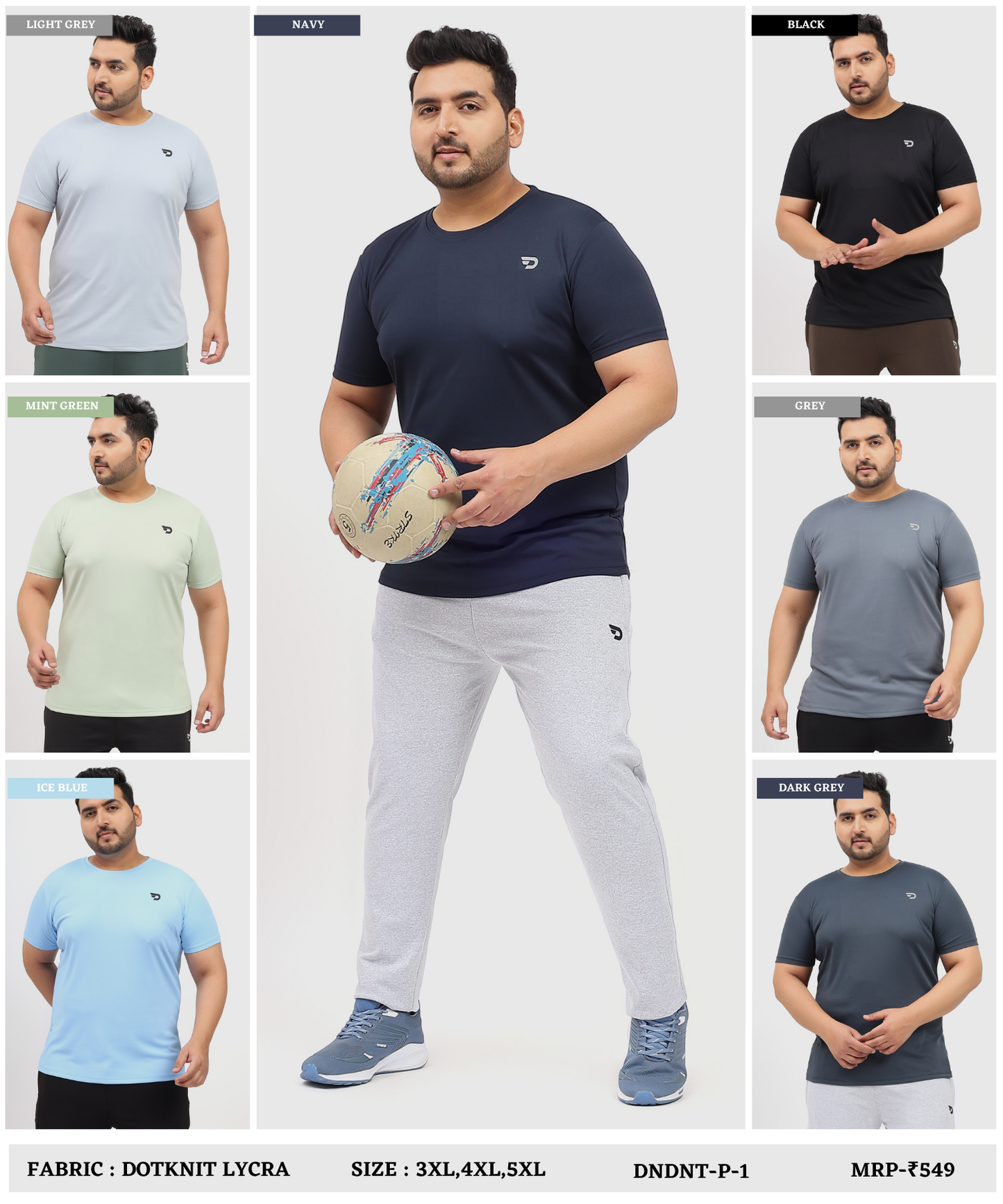 Dotknit Flex Plus Size T-Shirts - Imported Dotnit Lycra (GSM 180)