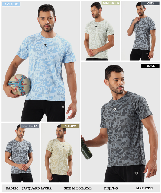 Camo Jacquard T-Shirts - Imported Jacquard Lycra T-shirt (GSM 180)