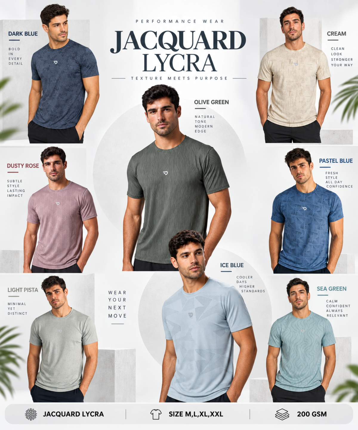 Denmonk Men's Premium Imported Jacquard Half Sleeve T-Shirt | 200 GSM | Regular Fit | DOD