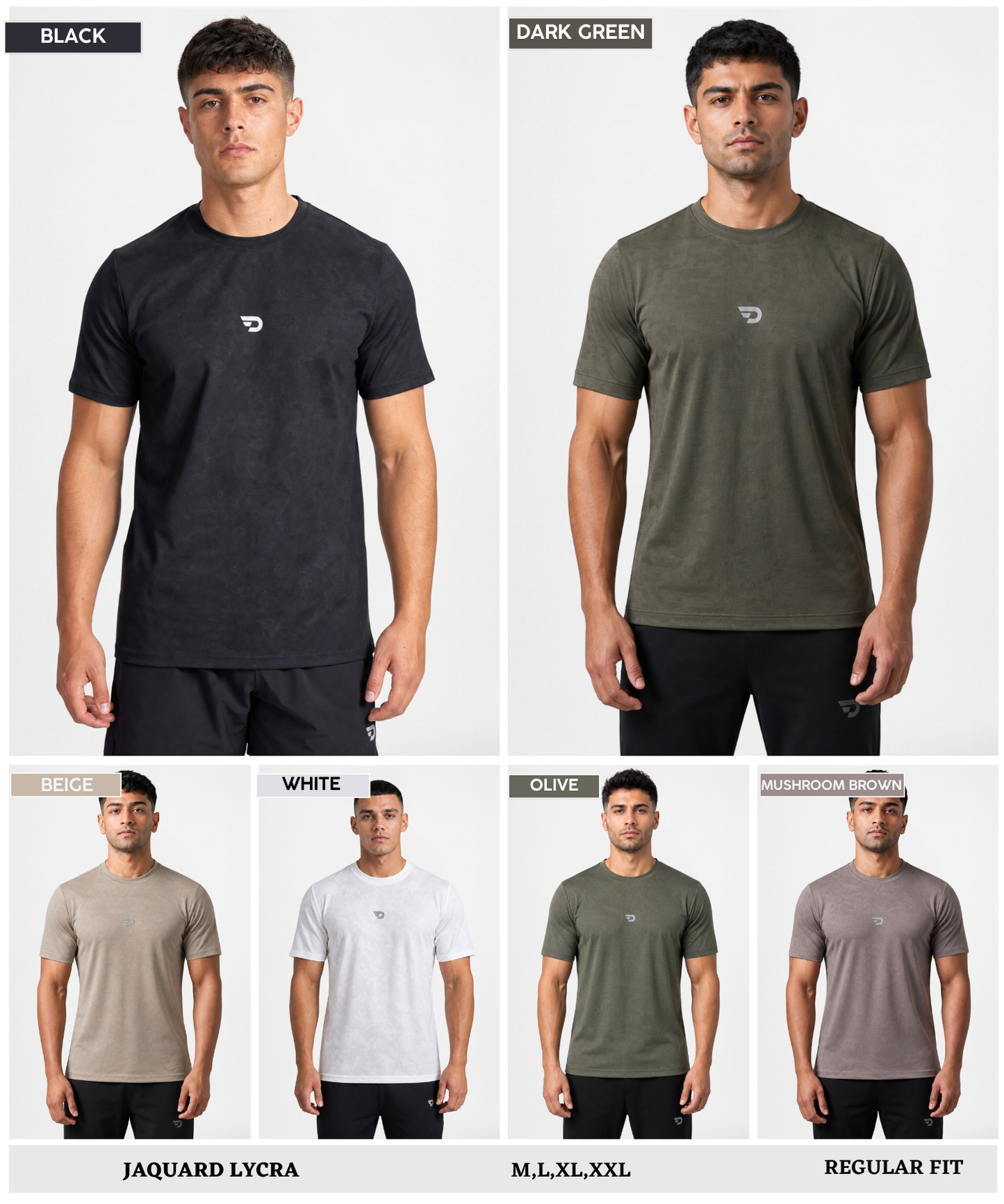 Men's Imported Jacquard Lycra T-Shirt | Regular Fit | Half Sleeve