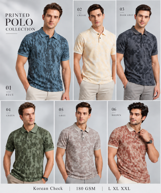 Denmonk Men’s Imported Korean Check Lycra Printed Polo T-Shirt | 180 GSM | Regular Fit
