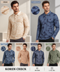 Denmonk Men’s Premium Korean Check Printed Full Sleeve Polo T-Shirt | 180 GSM | Regular Fit