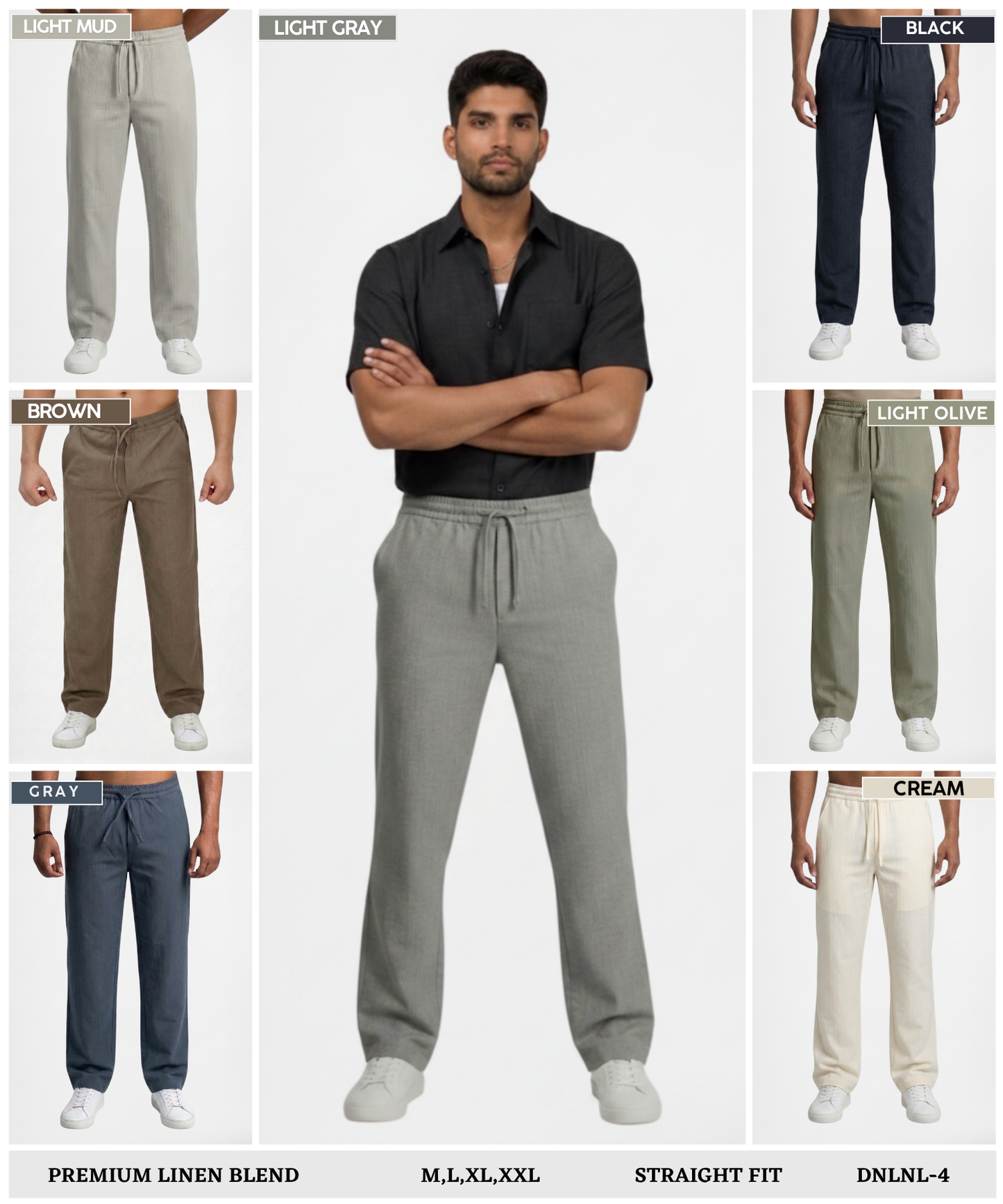 Men’s Premium Linen Casual Track Pants – Lightweight Comfort Straight Fit