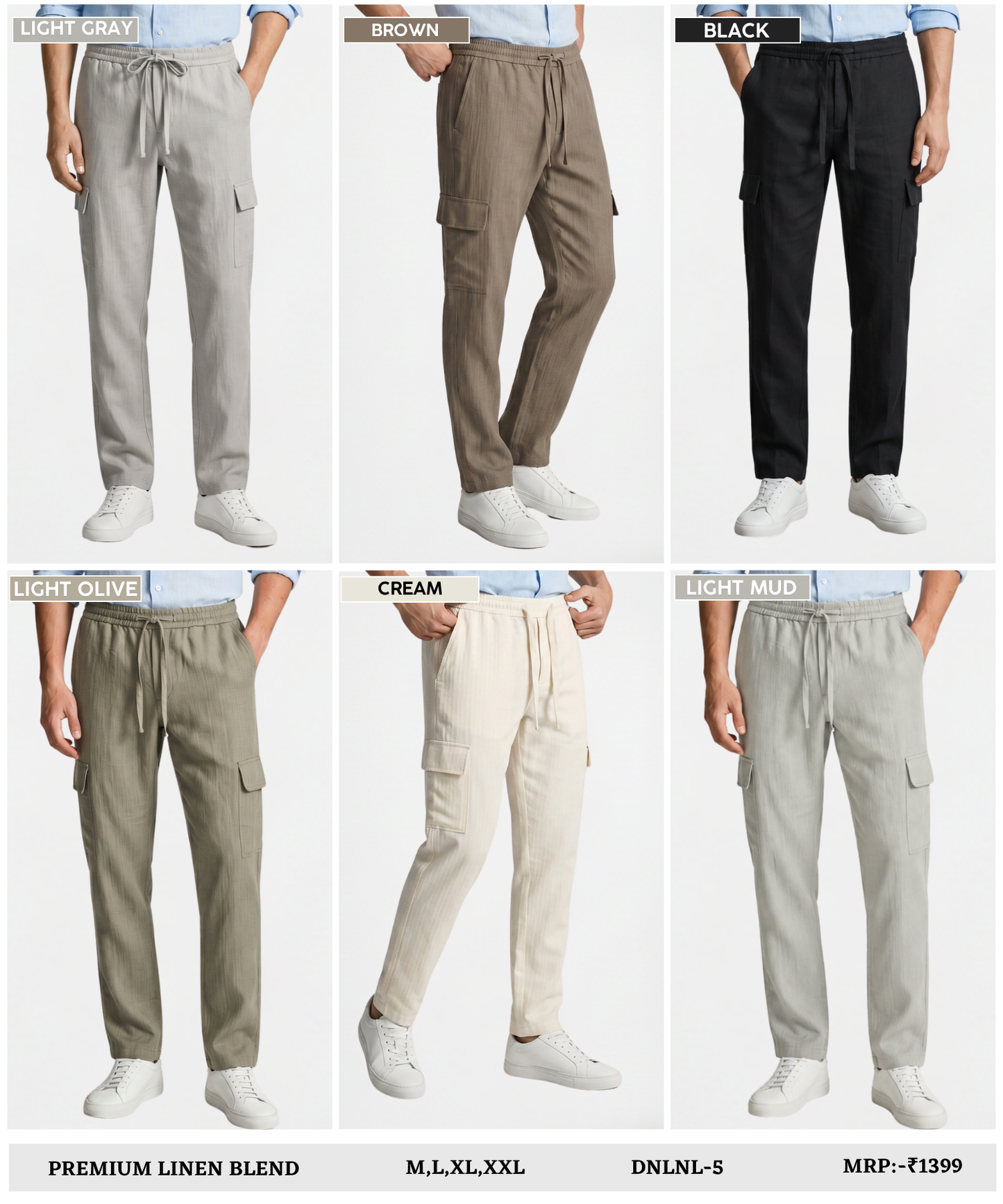Men's Premium Linen Blend Comfort Fit Cargo Track Pants | Breathable Casual TrackPant