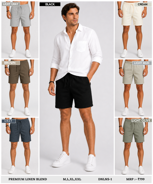 Men’s Imported Linen Blend Shorts – Soft Breathable 210 GSM Relaxed Modern Fit