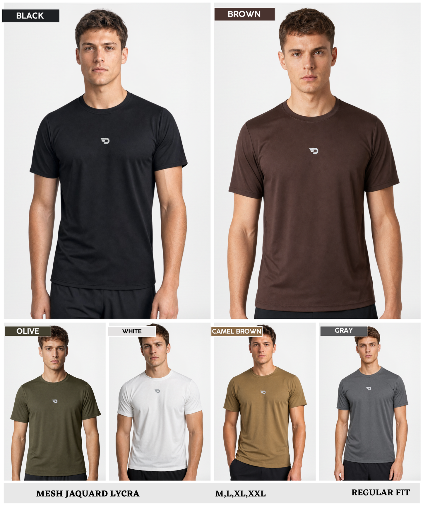 Men's Imported Mesh Jacquard Lycra Premium Activewear T-Shirt (170–180 GSM)