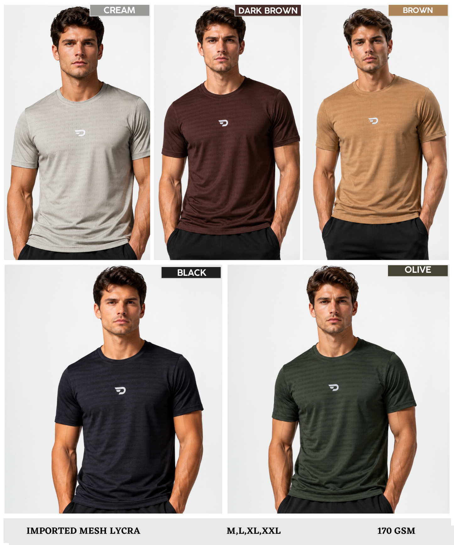 Men's Premium Imported Mesh Lycra Sports T-Shirt | 170 GSM Lightweight Fabric