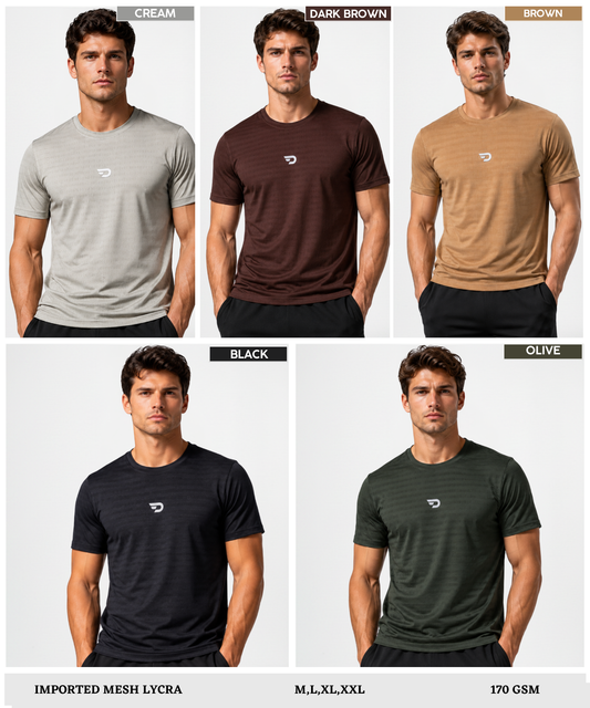 Men's Premium Imported Mesh Lycra Sports T-Shirt | 170 GSM Lightweight Fabric