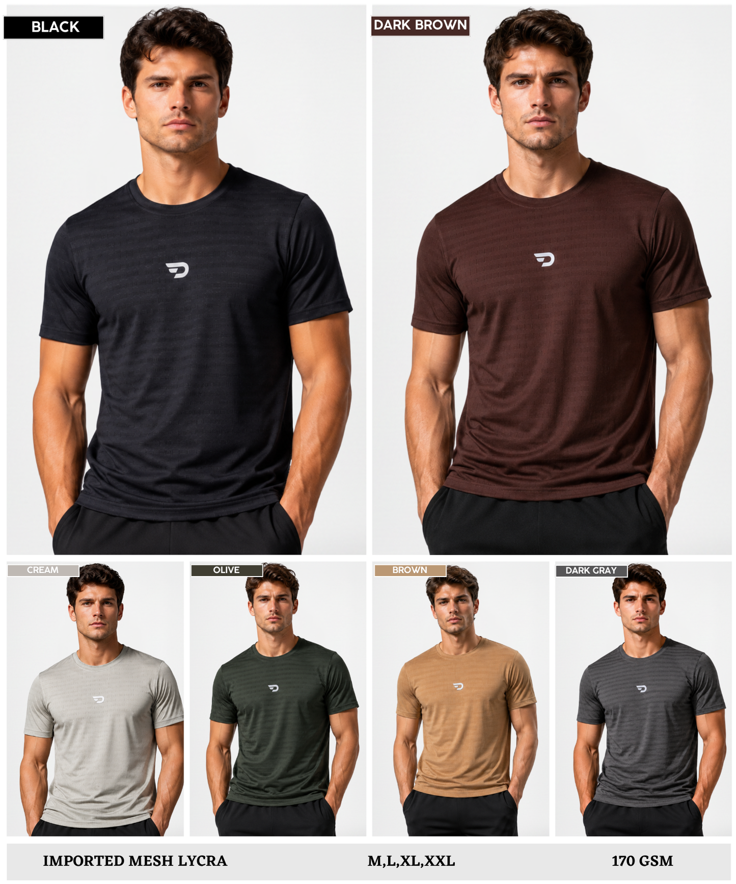 Men's Premium Imported Mesh Lycra Sports T-Shirt | 170 GSM Lightweight Fabric