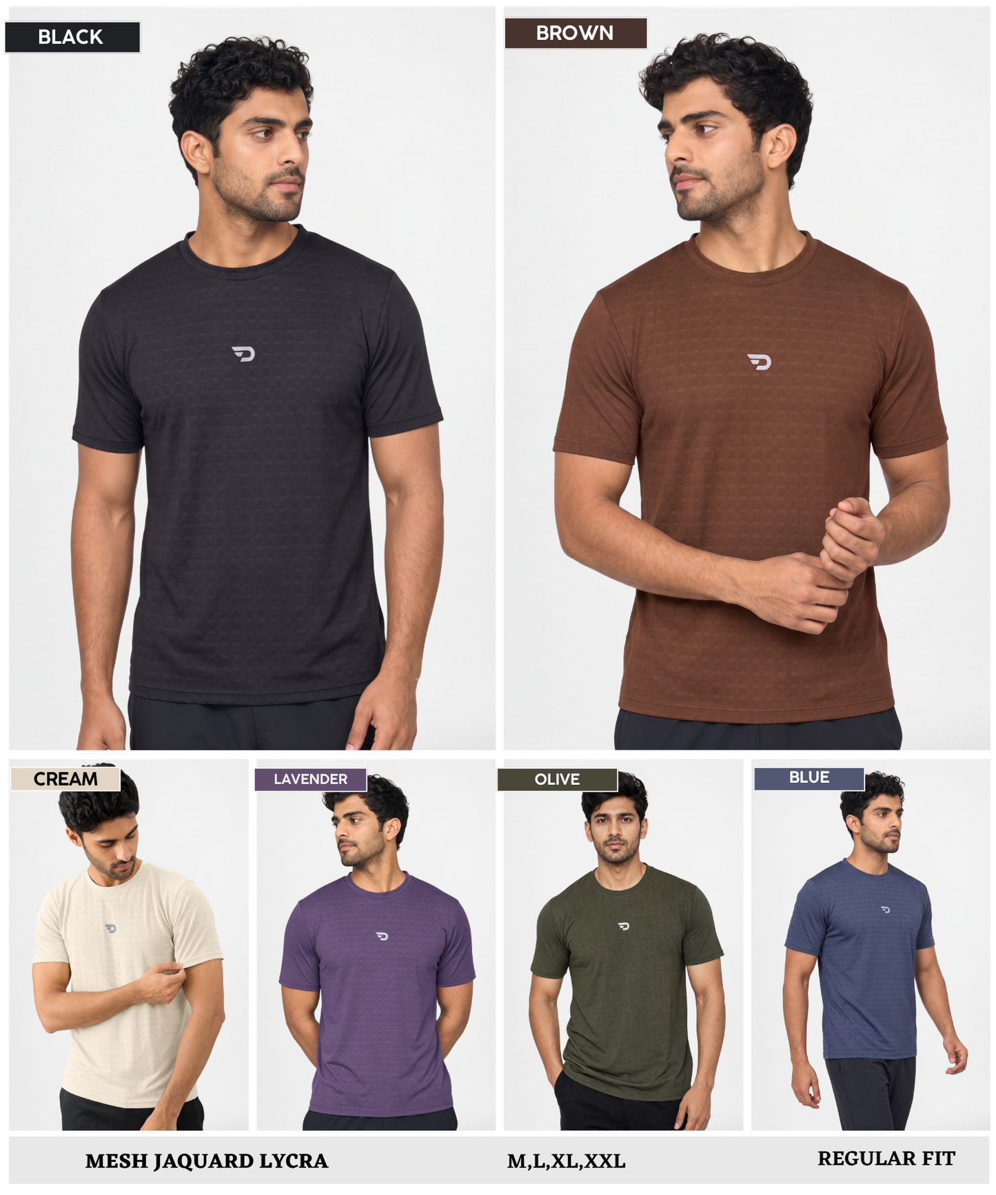 Imported Mesh Jacquard Lycra Sports T-Shirt for Men | 170 GSM | Regular Fit