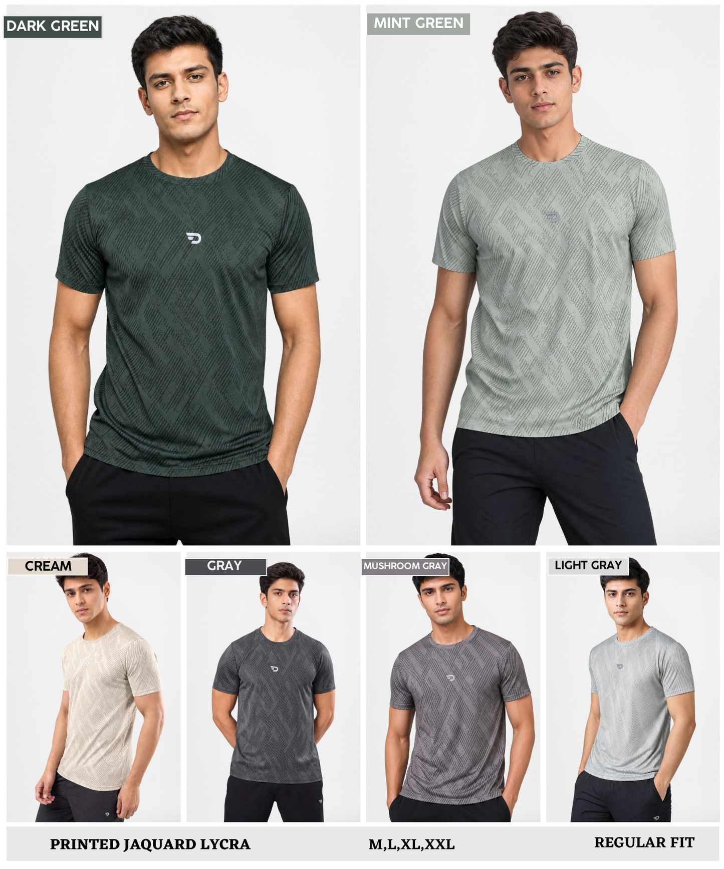 Men's Imported Jacquard Lycra Printed T-Shirt | 170 GSM | Regular Fit