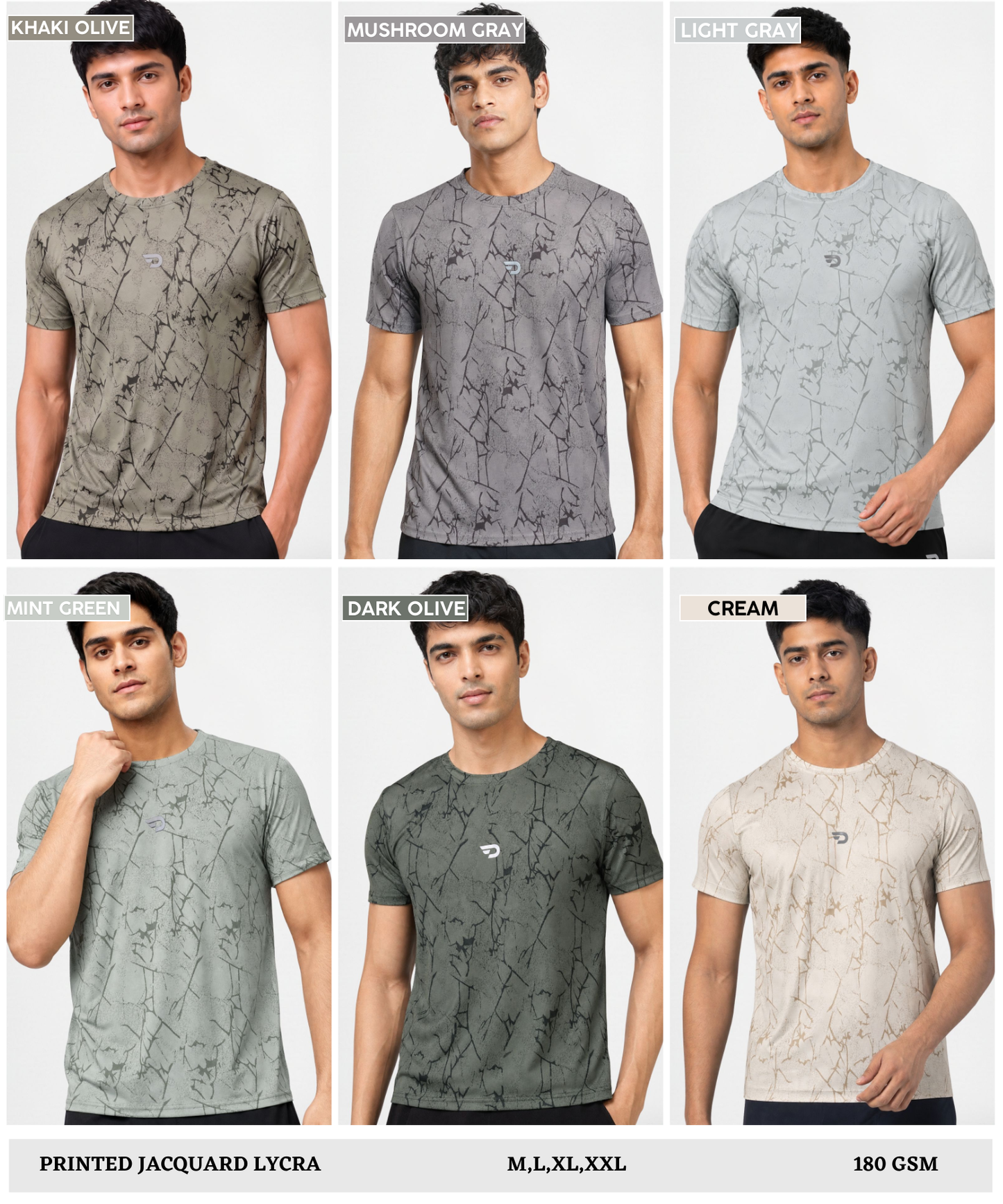 Men's Imported Printed Jacquard Lycra Sports T-Shirt | 170 GSM | Regular Fit