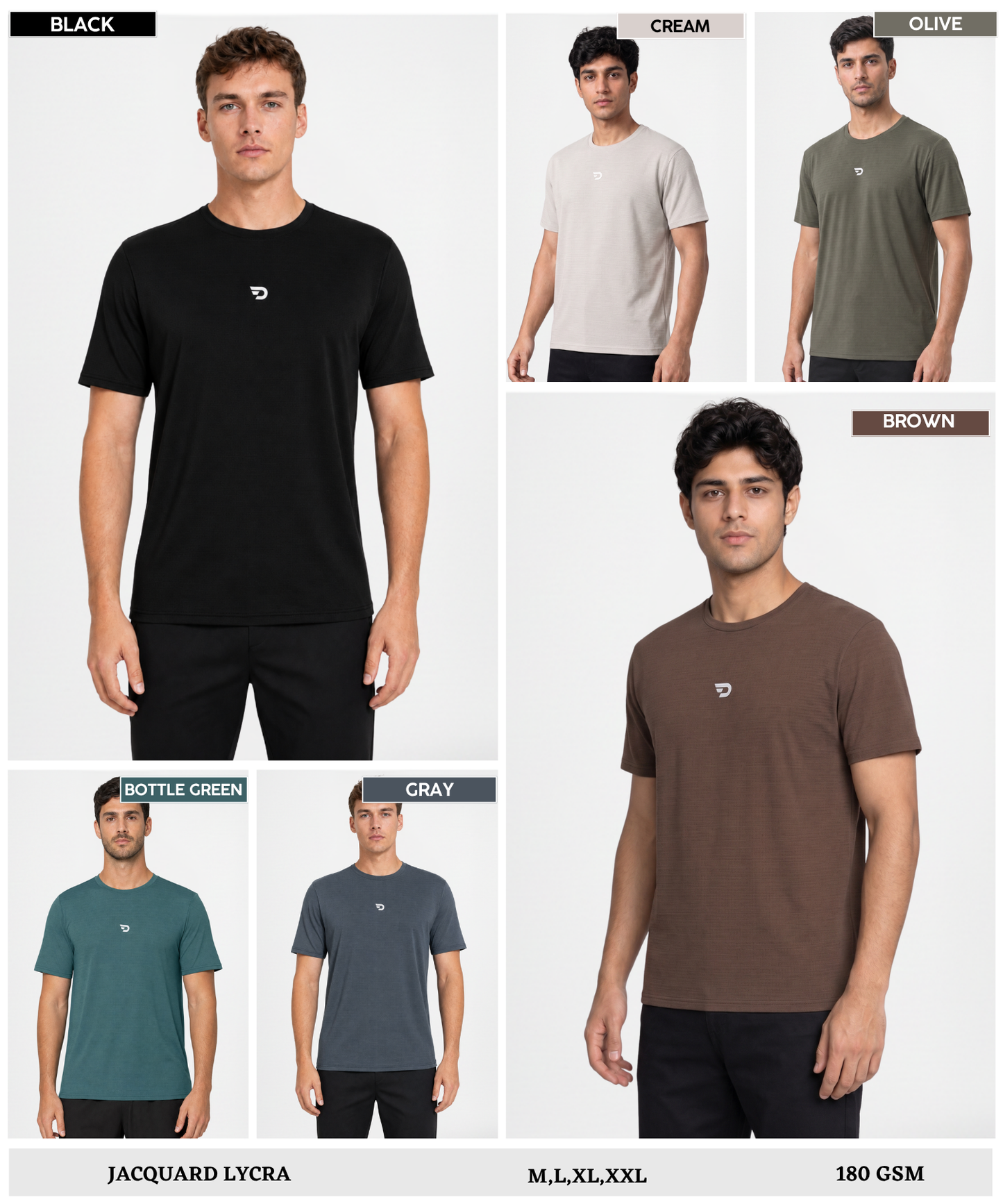 Men’s Imported Mesh Jacquard Lycra T-Shirt | 180 GSM | Regular Fit