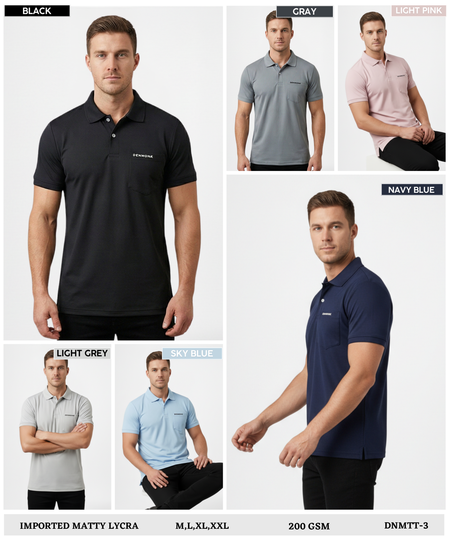 Imported Matty Lycra Polo T-Shirts (GSM 200)