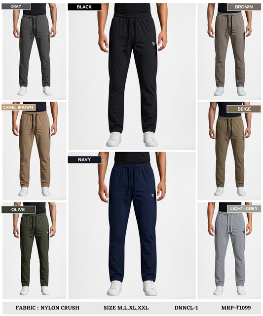 NylonFlex Zip Trackpants - Imported Nylon Crush Lycra  (180 GSM)