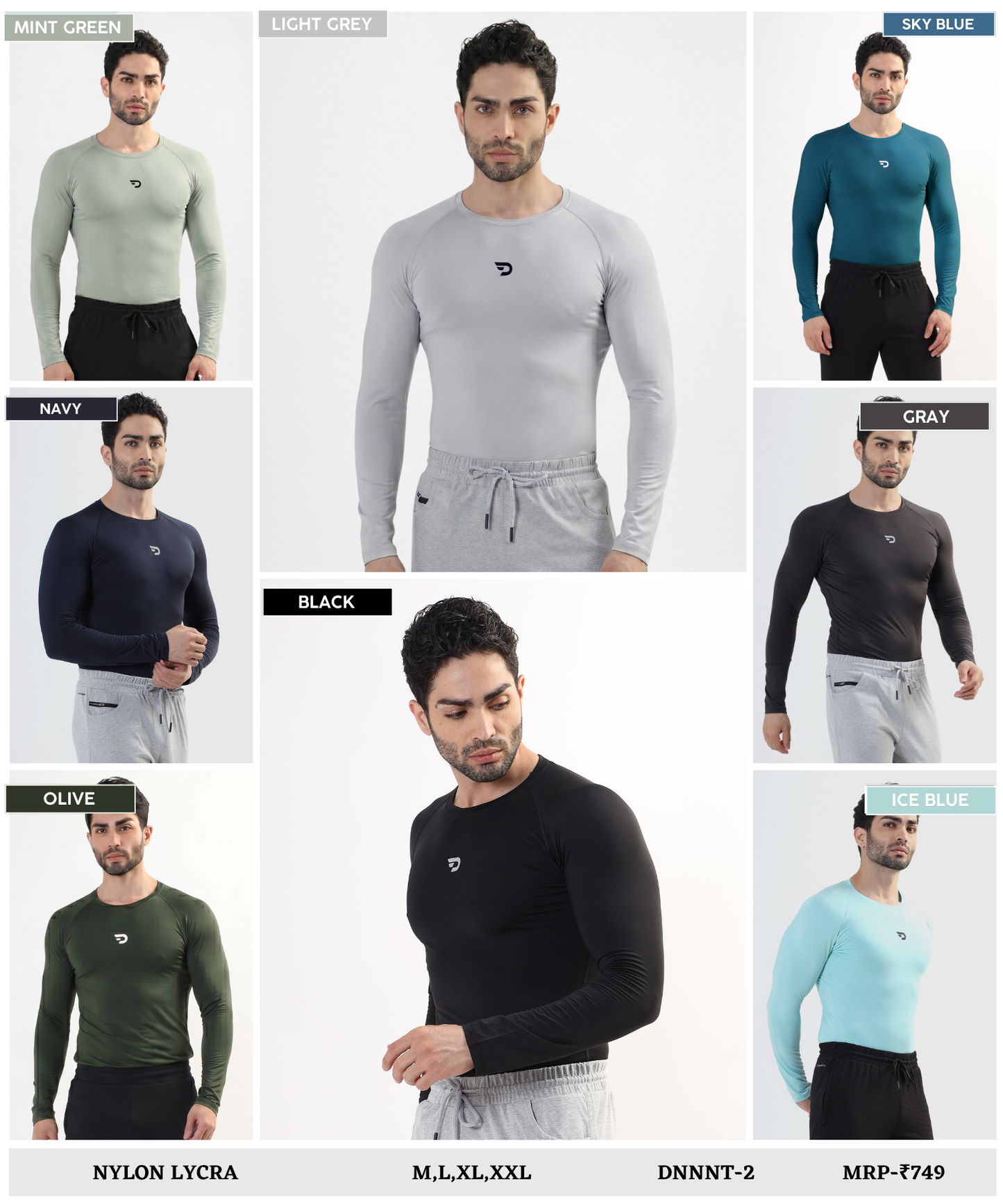 Premium Full Sleeve Nylon Lycra Compression T-Shirt (180 GSM) | Muscle Fit Activewear for Men