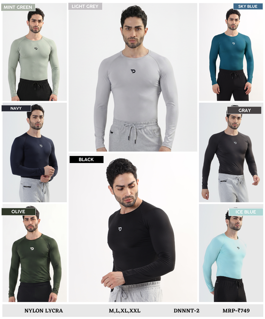 Premium Full Sleeve Nylon Lycra Compression T-Shirt (180 GSM) | Muscle Fit Activewear for Men