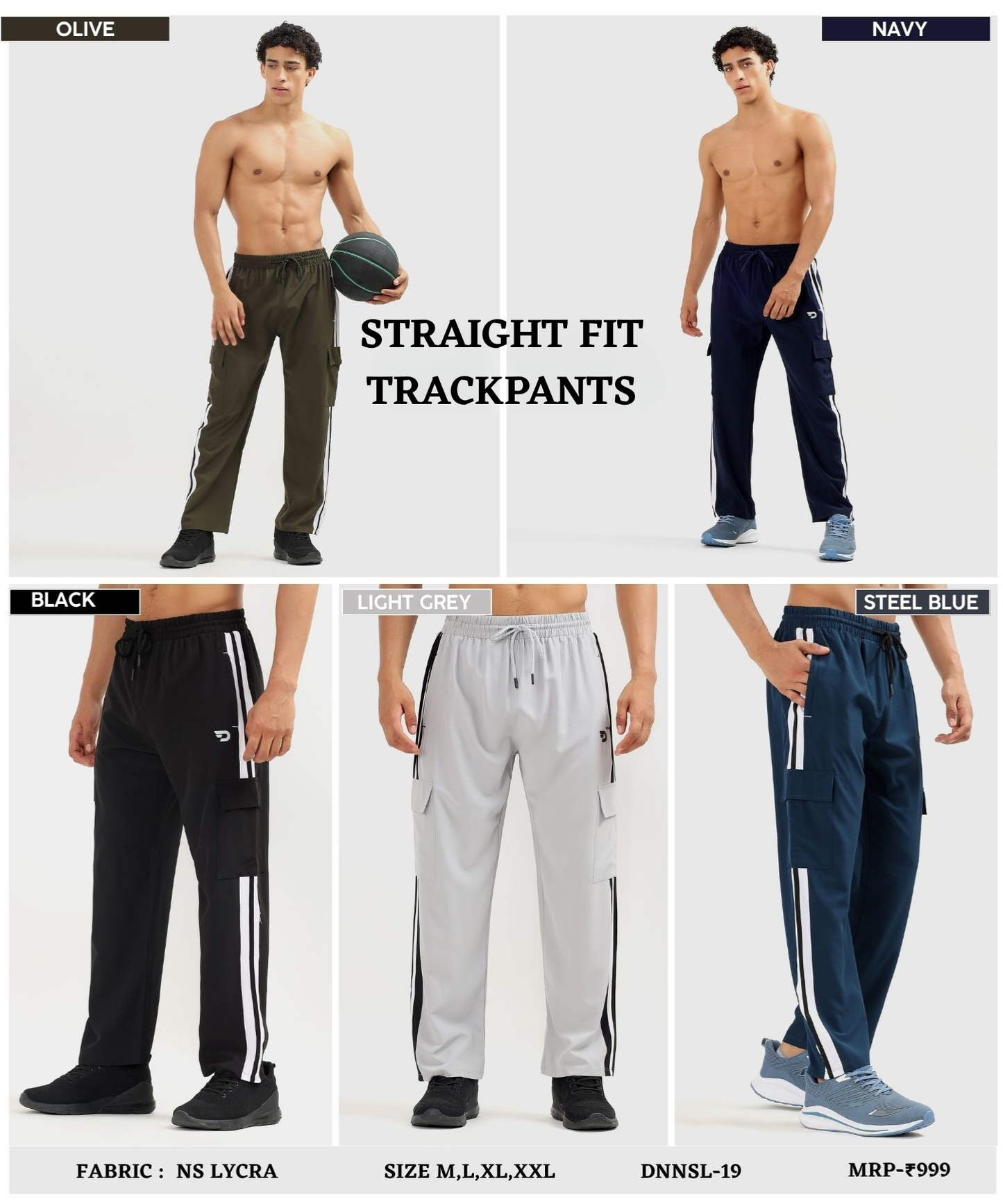 Imported NS Parachute Lycra Straight Fit Trackpant for Men (20% Lycra, 145 GSM)