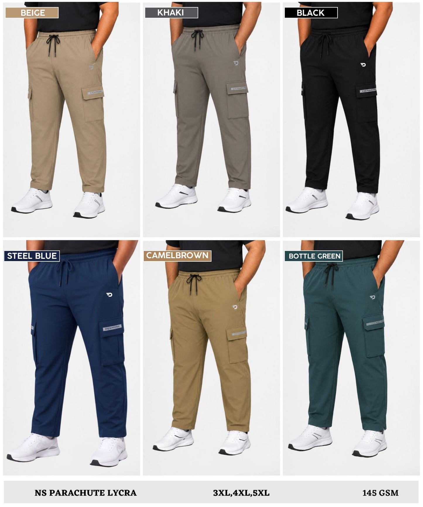 Cargo Style Trackpant – Imported Ns Parachute Lycra Plus Size Cargo  (145 GSM, 20% Lycra)