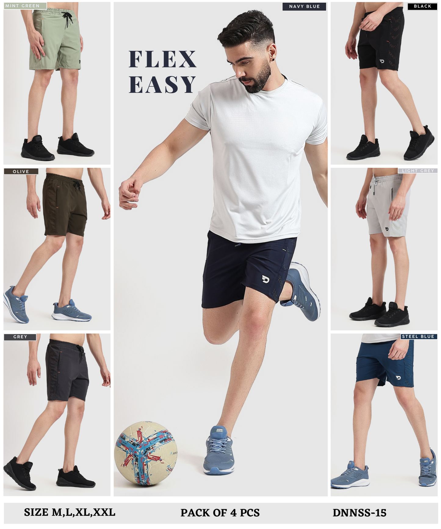 Flex Fit Shorts - Imported Ns Parachute Lycra  (15% Lycra 130 GSM)