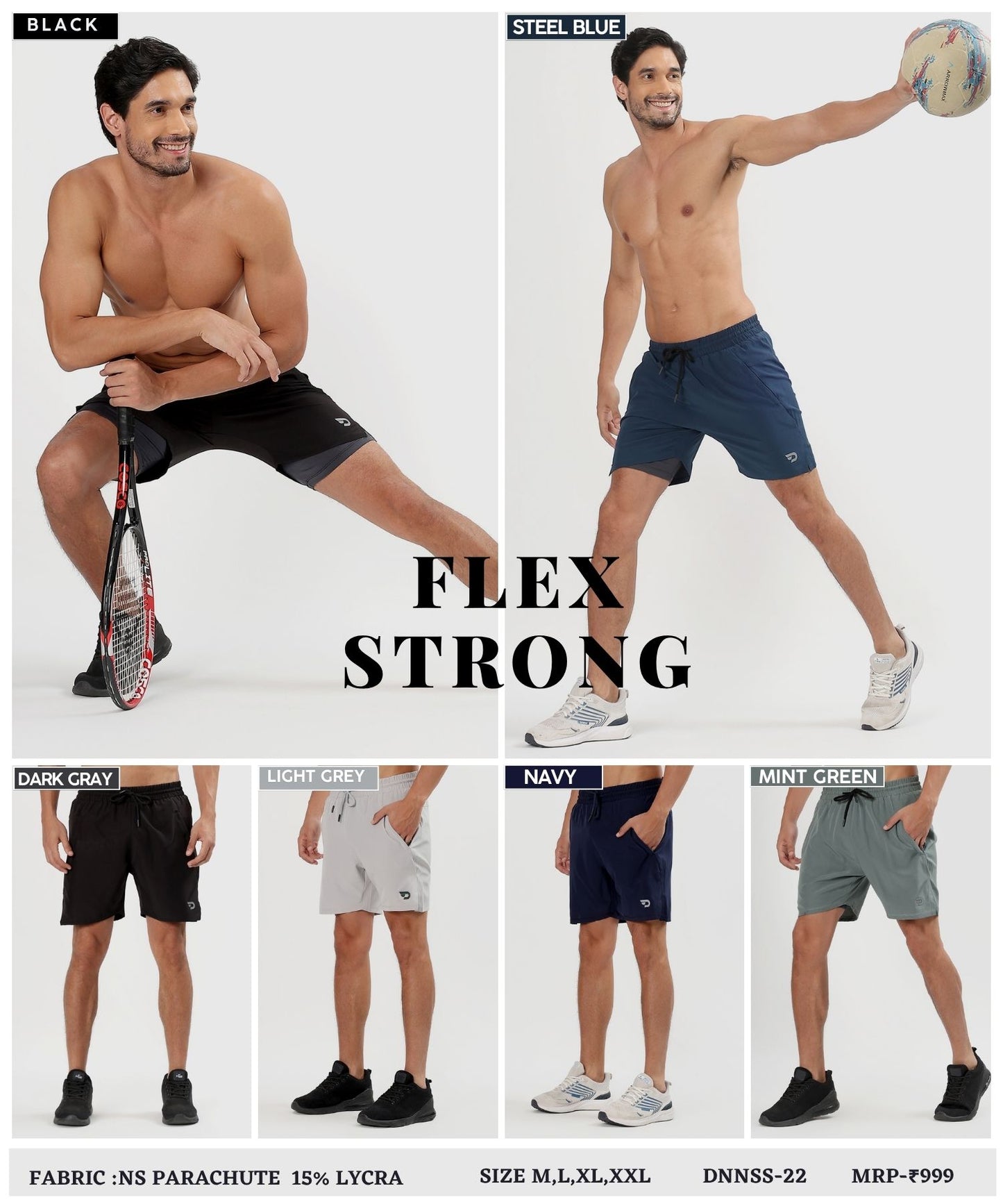 2-IN-1 SHORTS - Imported Ns Parachute Lycra (130 GSM 15% Lycra)