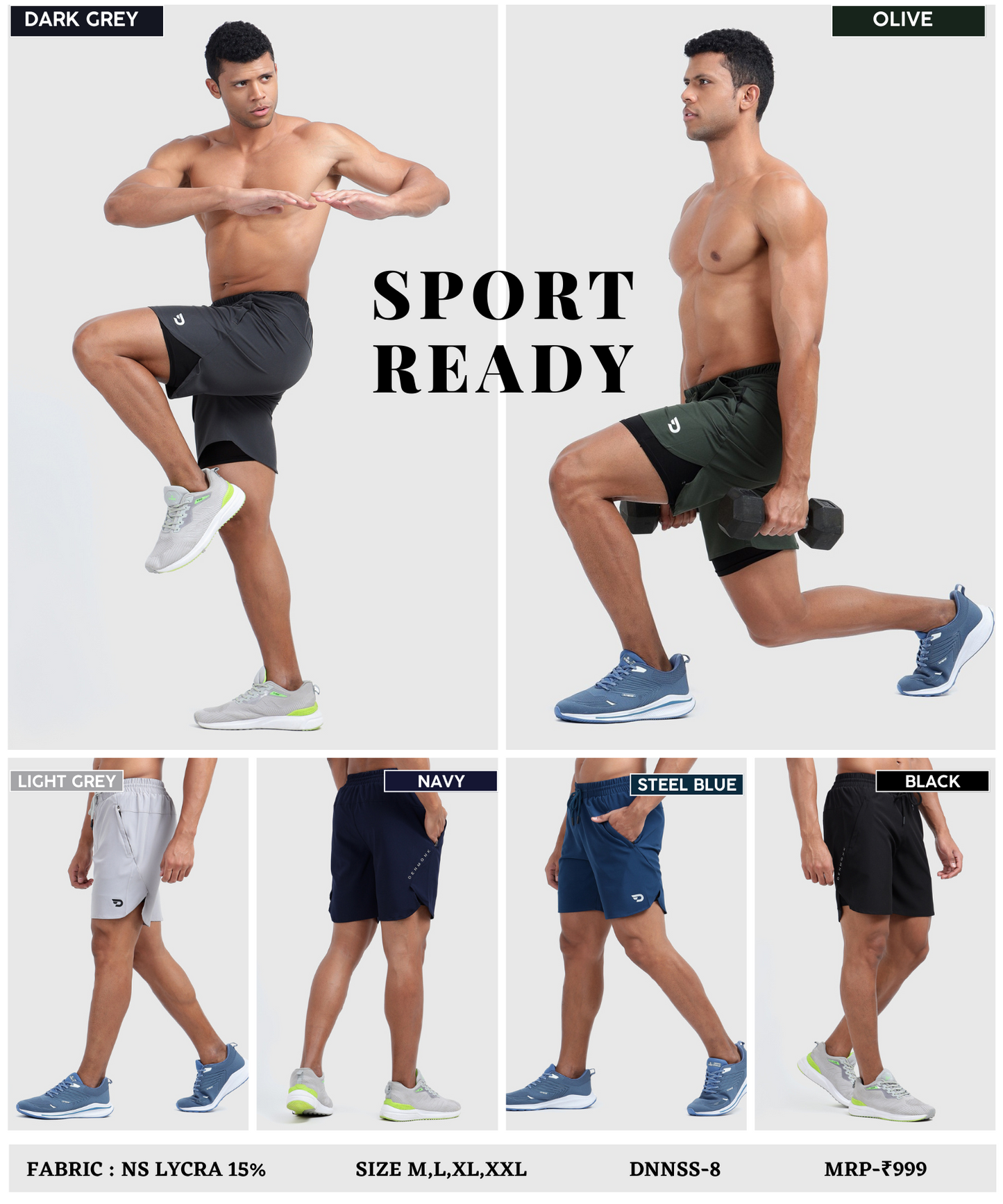 2-in-1 Shorts -Imported Ns Parachute (GSM 130, 15% Lycra)