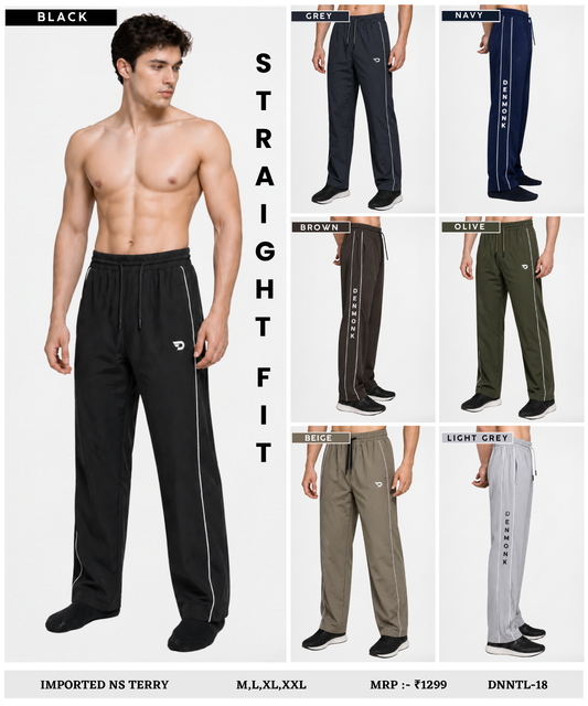 Men’s Imported NS Terry Lycra Track Pants (180 GSM) – Straight Fit with Side Piping