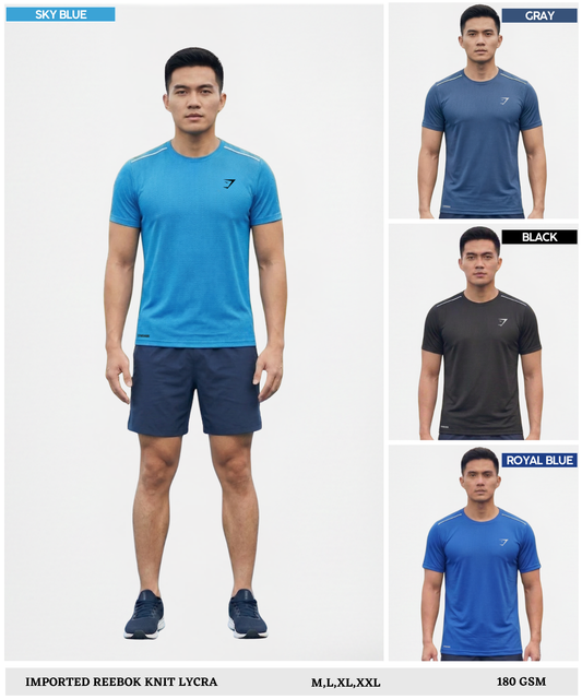 Imported Reebok Knit Lycra T-shirt- GSM 180 | Piping On Shoulder