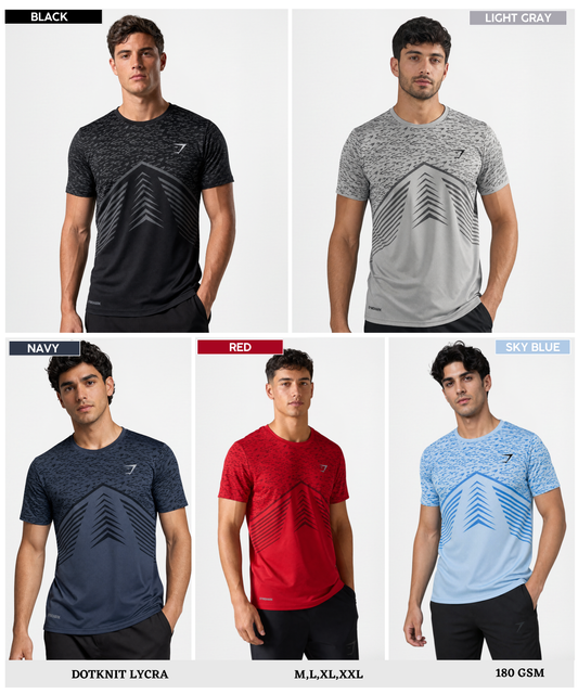 Imported Dotknit Lycra Half Sleeve Printed T-Shirt | 180 GSM | Regular Fit