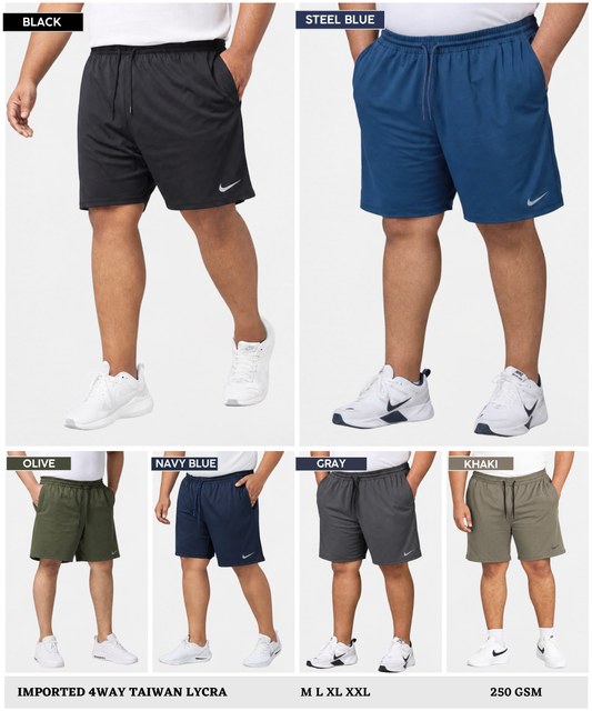 Imported 4way Taiwan Lycra Plus Size Shorts (GSM 250)