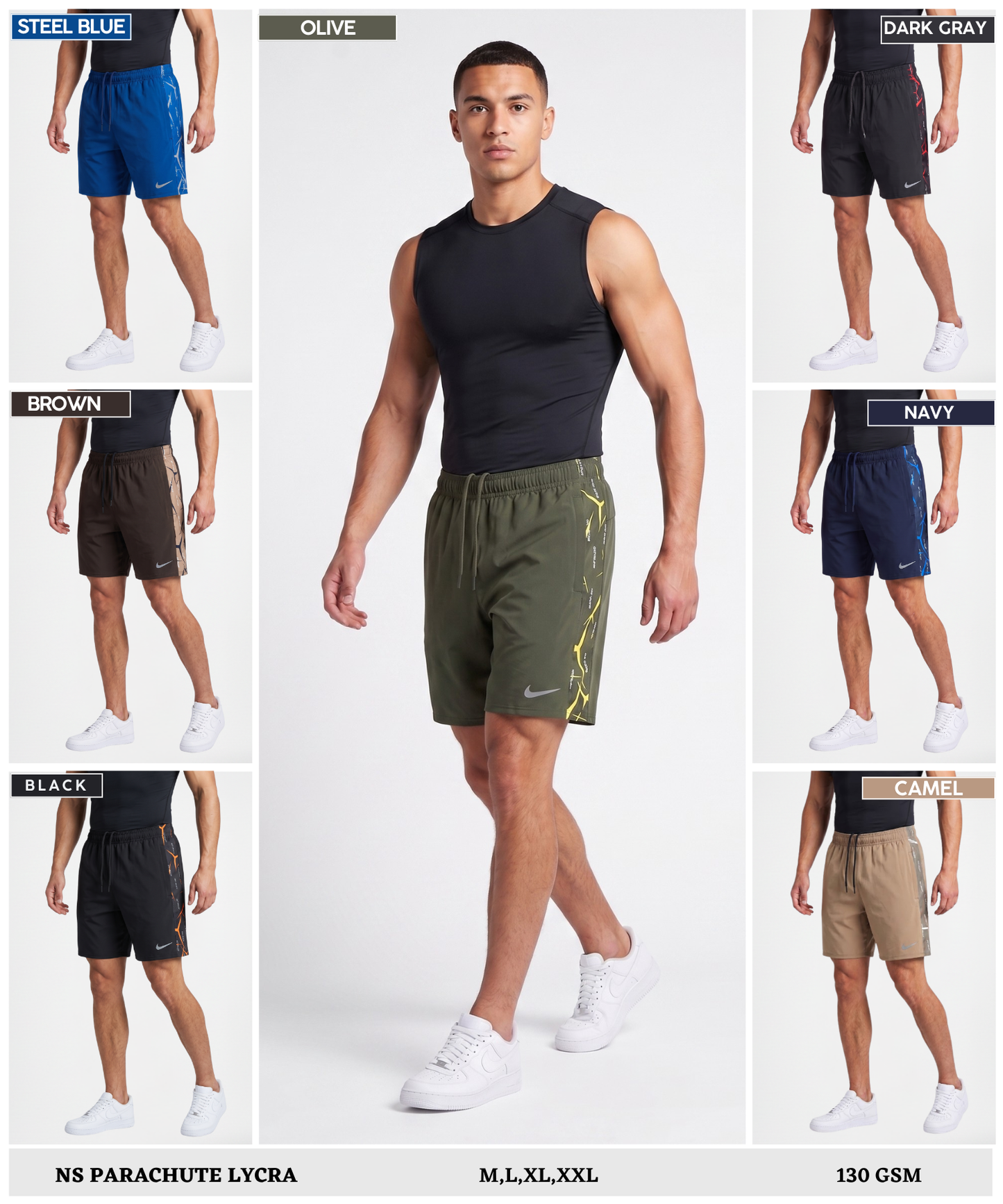 Imported 4way Taiwan Lycra Shorts (GSM 250) | Printed Contrast Design