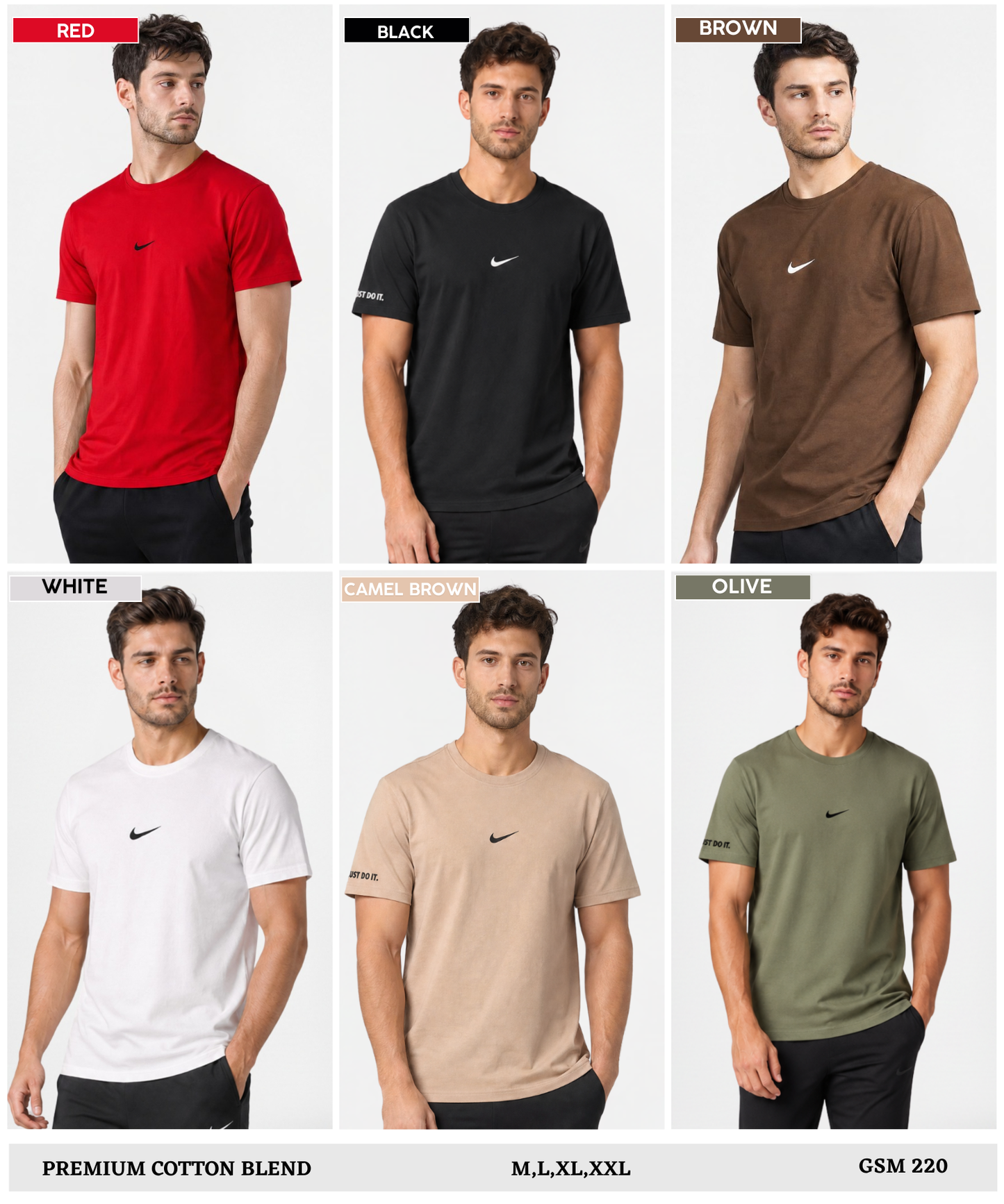 Men’s Premium Cotton Blend Regular Fit T-Shirt – 220 GSM| Embroidery Logo