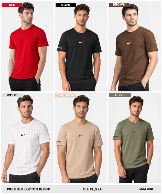 Men’s Premium Cotton Blend Regular Fit T-Shirt – 220 GSM| Embroidery Logo