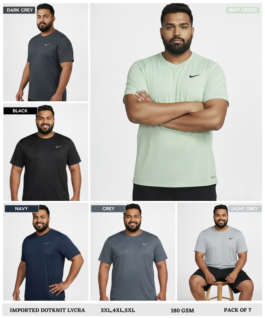 Imported Dotnit Lycra T-shirt- (GSM-180) Round Neck | Half Sleeves