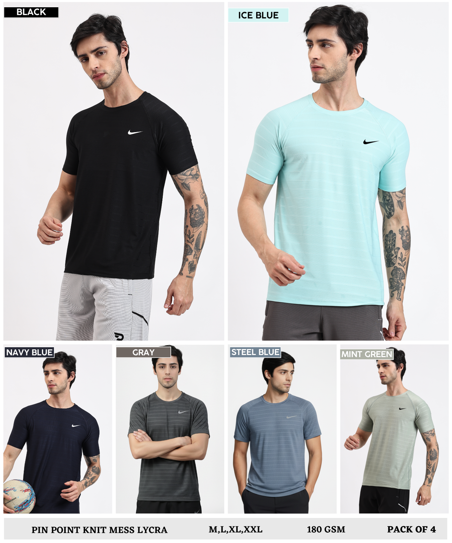 Pin Point Knit Mess Lycra T-shirts