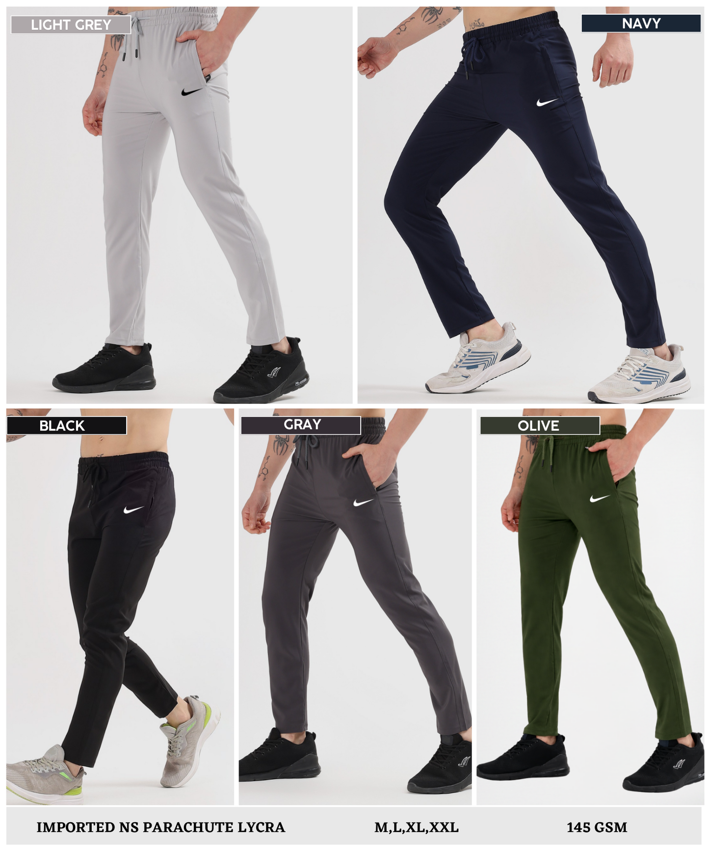 Imported Ns Parachute Lycra Lower (15% Lycra 145 GSM)
