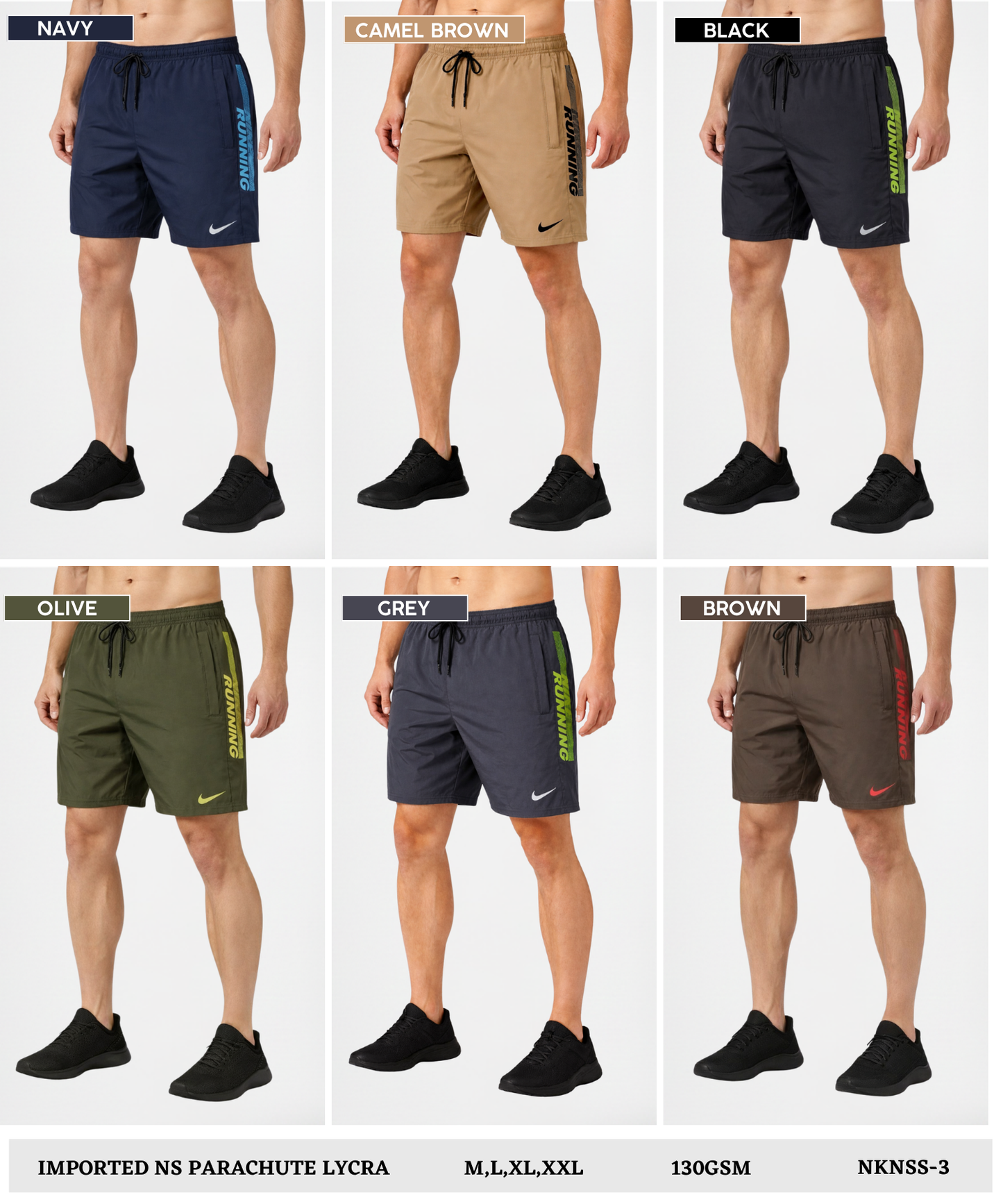 Imported Ns Parachute Lycra Shorts (15% Lycra 130 GSM)
