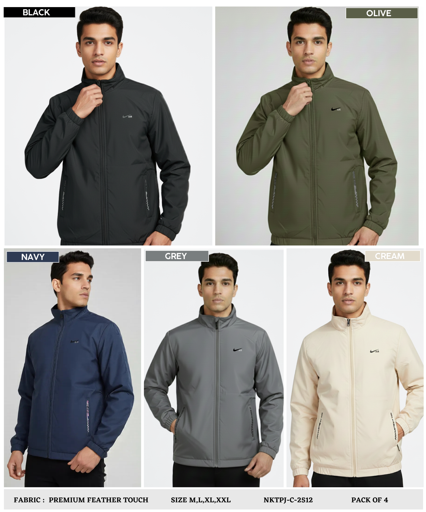 Imported Premium Feather touch Waterproof Windcheater ( Gsm 350 , Rice-knit fabric inside )