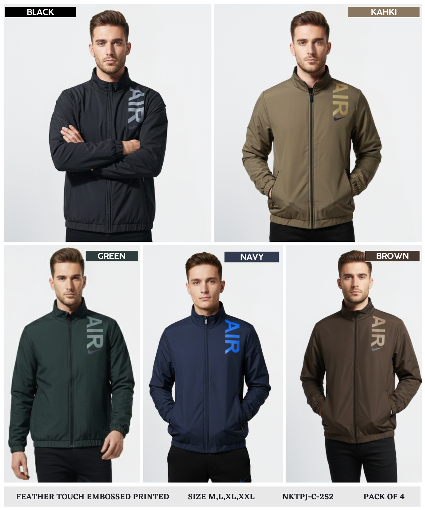 Premium Feather touch Embossed Printed Waterproof Windcheater ( Gsm 350 , Rice-knit fabric inside )