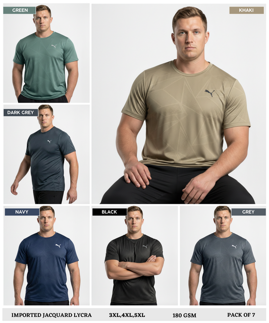 Imported Jacquard Lycra Plus Size T-shirt (GSM 180)