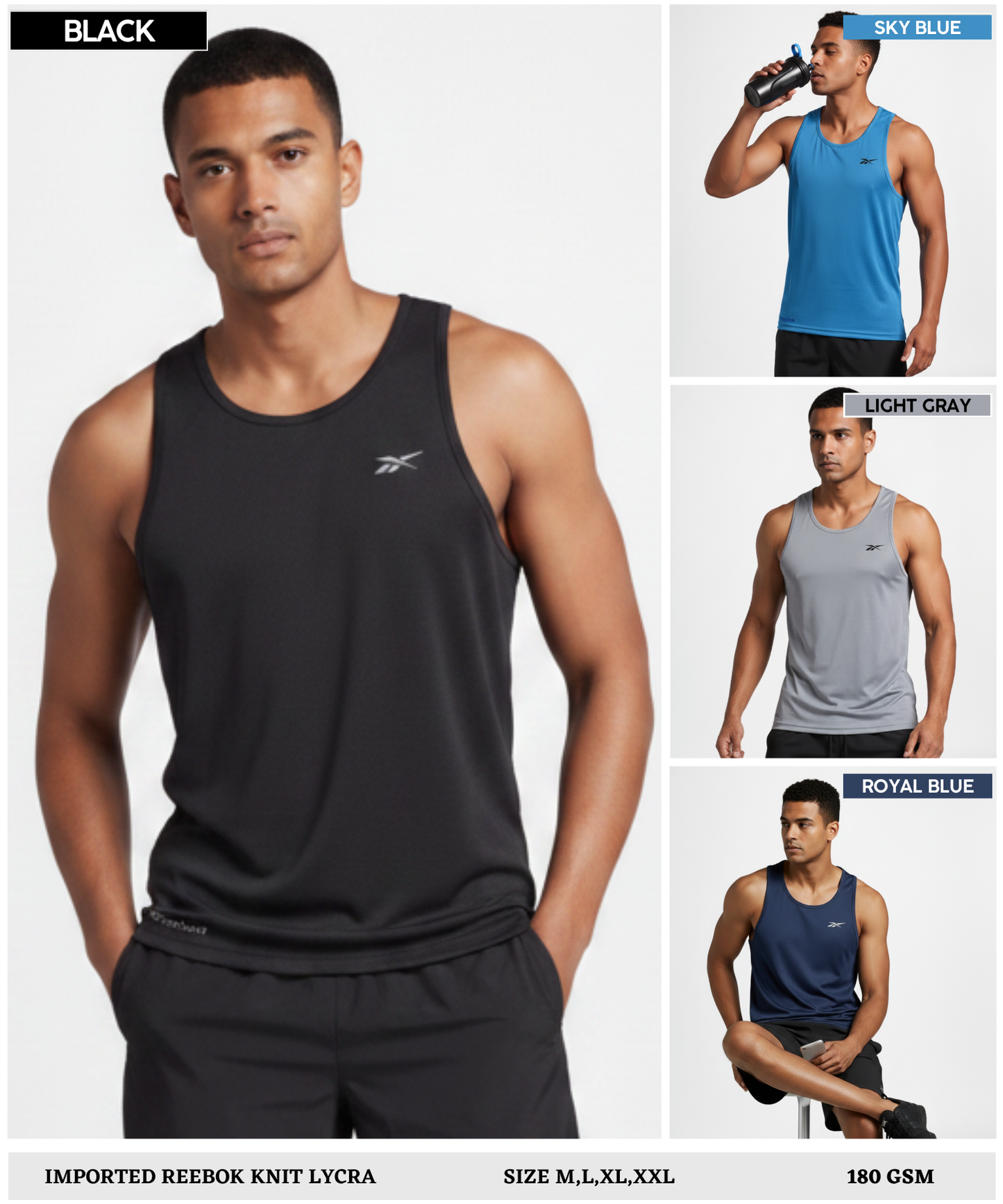 Imported Reebok Knit Lycra Sando (GSM 180)| Racerback Stringer Tank Top