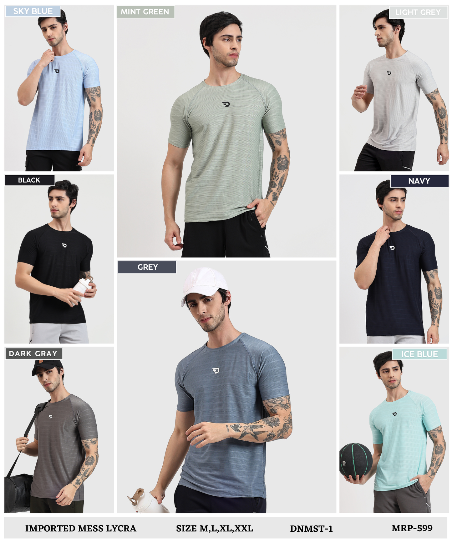 Power T-shirt - Pin Point Mess Lycra (GSM 180)